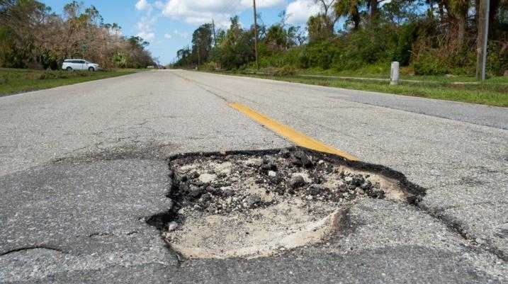 Pothole on the road