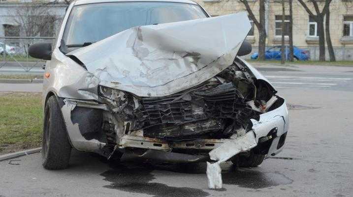 Car with damaged front end