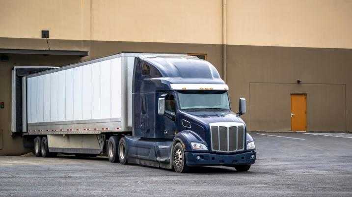 Semi truck at a loading dock