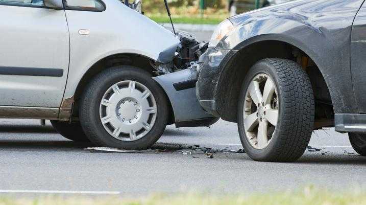 Two damaged cars after an accident