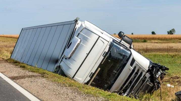 Truck in a ditch