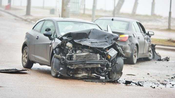 Two damaged cars after an accident