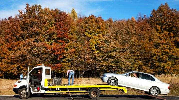 Car being towed