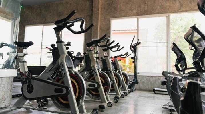 Stationary bikes at a gym