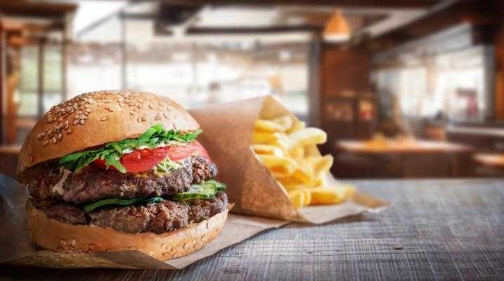 burger with fries from a fast food restaurant