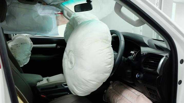 exploding airbag in car