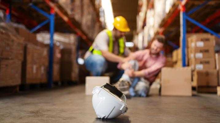 injured worker in a warehouse