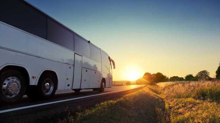 bus driving on the highway