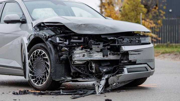 Severely damaged car after an accident