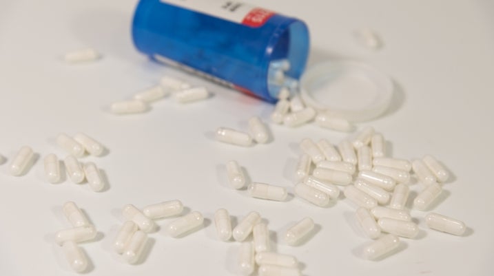 Pills spilled out of container