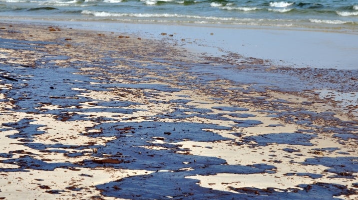 Oil on a beach