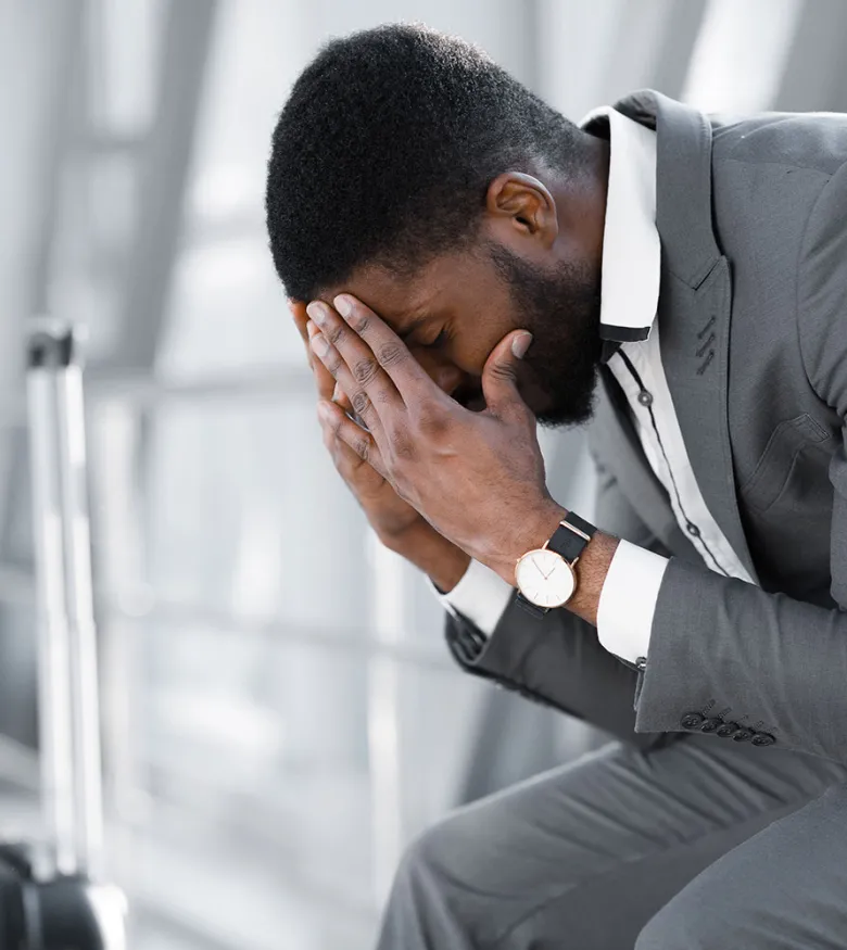 Man upset with suitcase