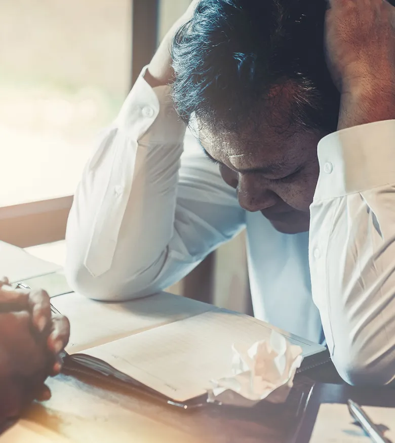 Businessman looking distressed