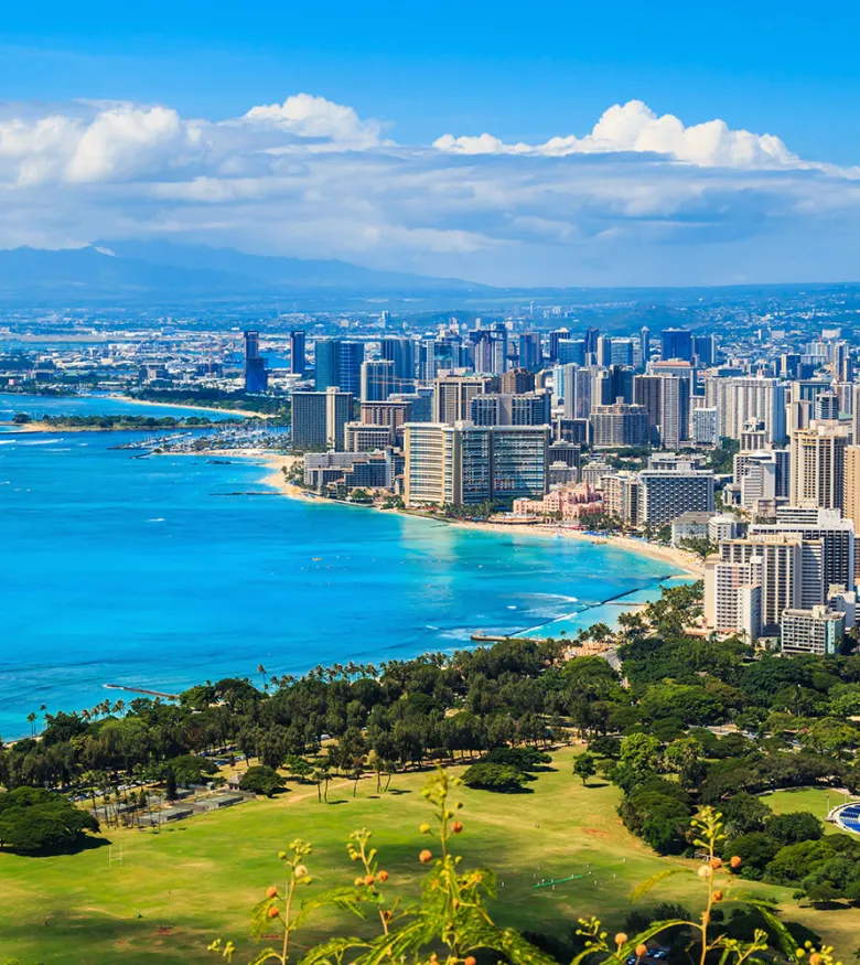 Skyline and coastline