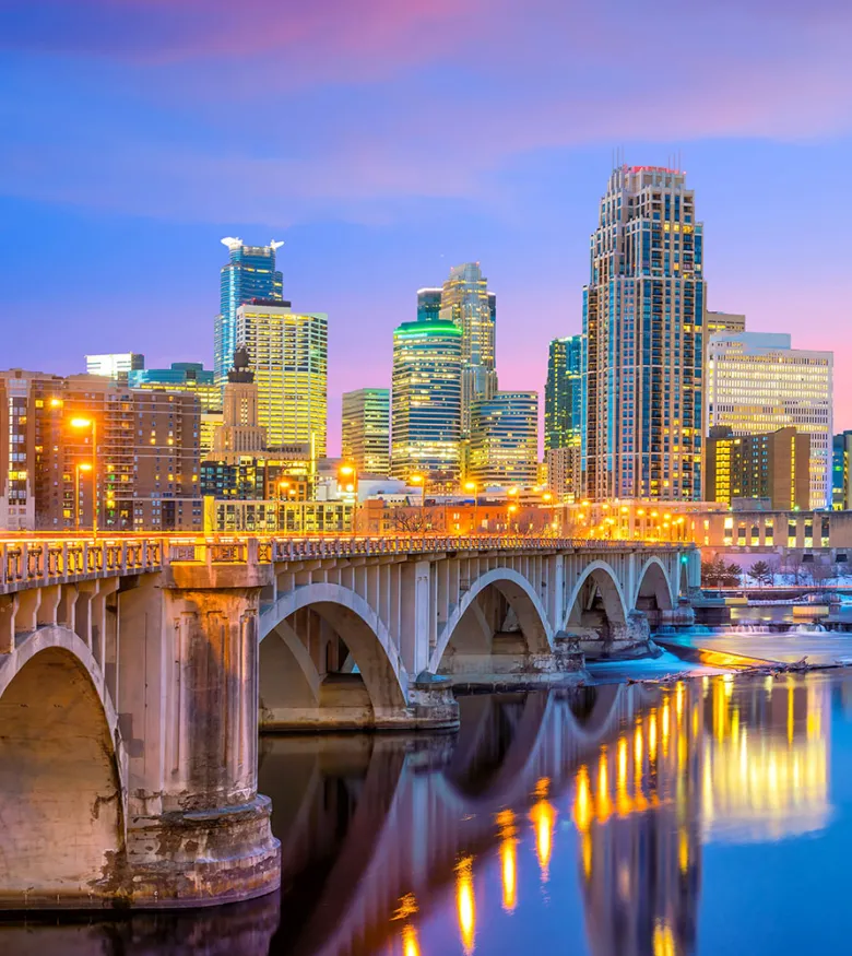 Minneapolis skyline bridge