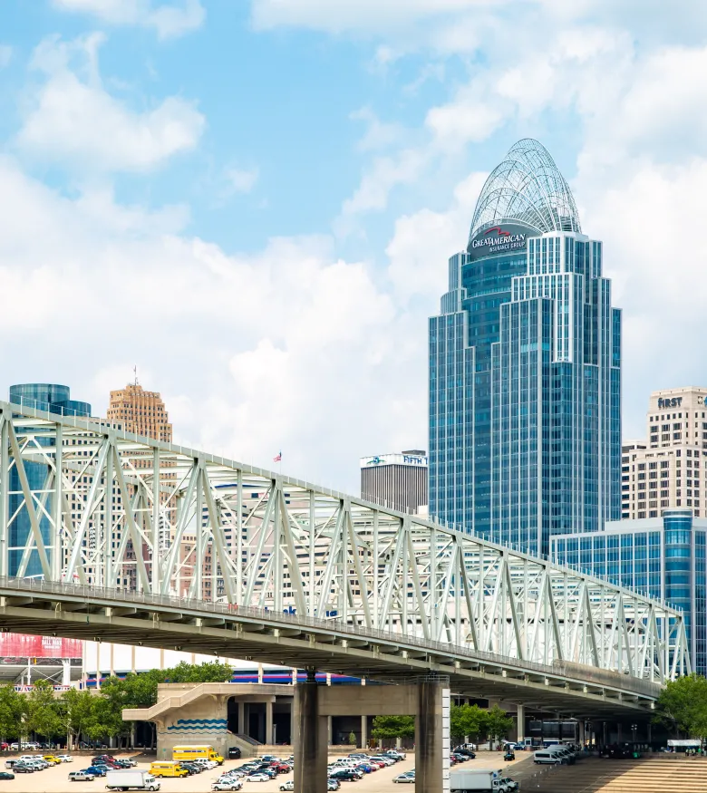 Cincinnati skyline bridge