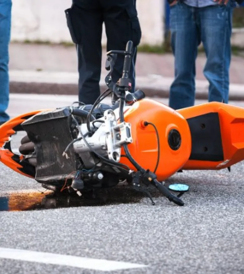 Motorcycle Accident Lawyers in Deland, FL - motorcycle on the floor after an accident