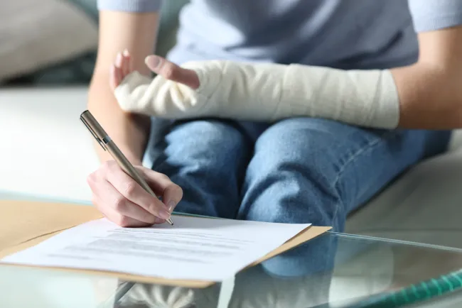 person signing personal injury claim documents