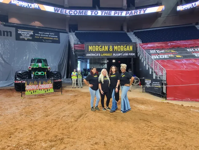 Group of Morgan & Morgan employees at Monster Jam event in Duluth