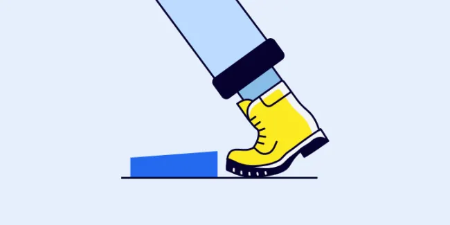 Illustration of a yellow boot tripping over a blue object, symbolizing a personal injury accident.