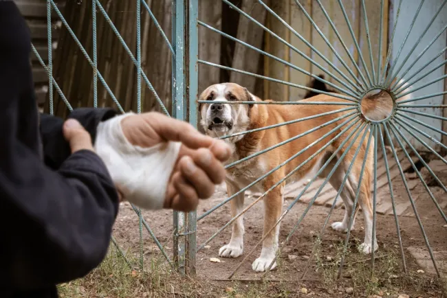 dog bite on human's arm