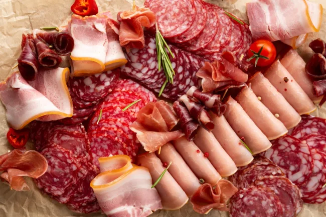 charcuterie board with various deli meats