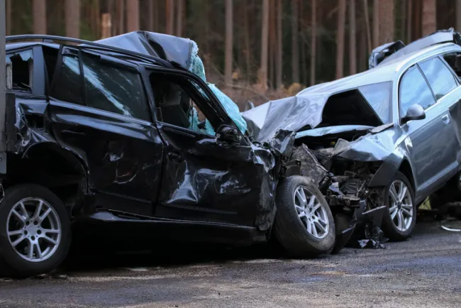 Two cars crashed into each other