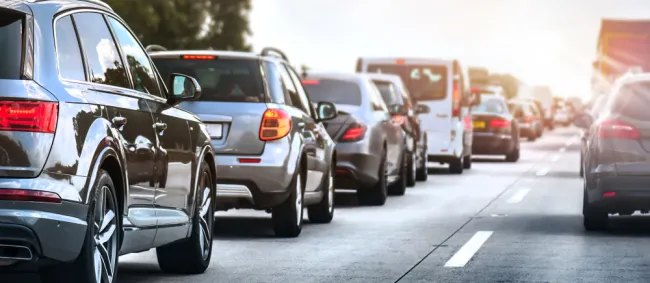 Cars in traffic on a highway