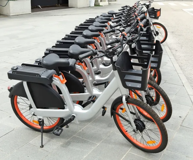 Line of e-bikes