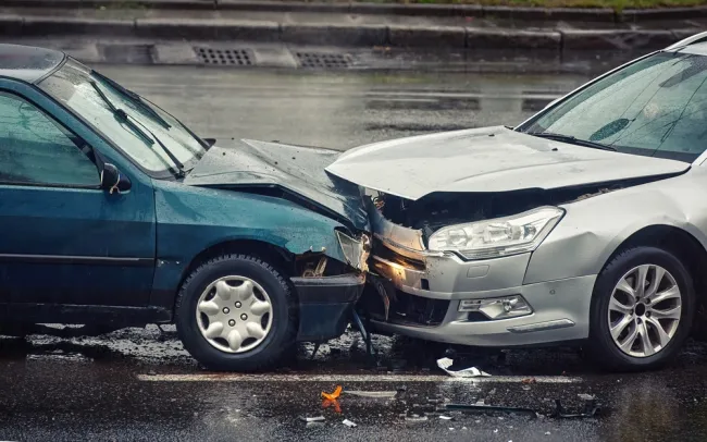 Two cars collided head on