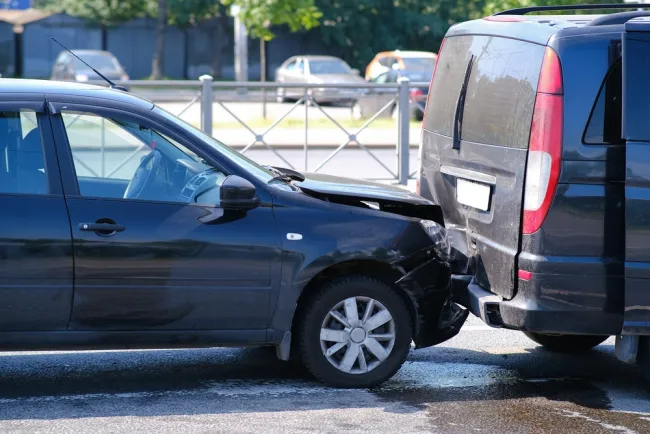 A van rear ended by a van