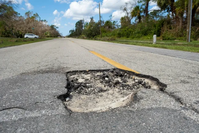 Pothole on the road